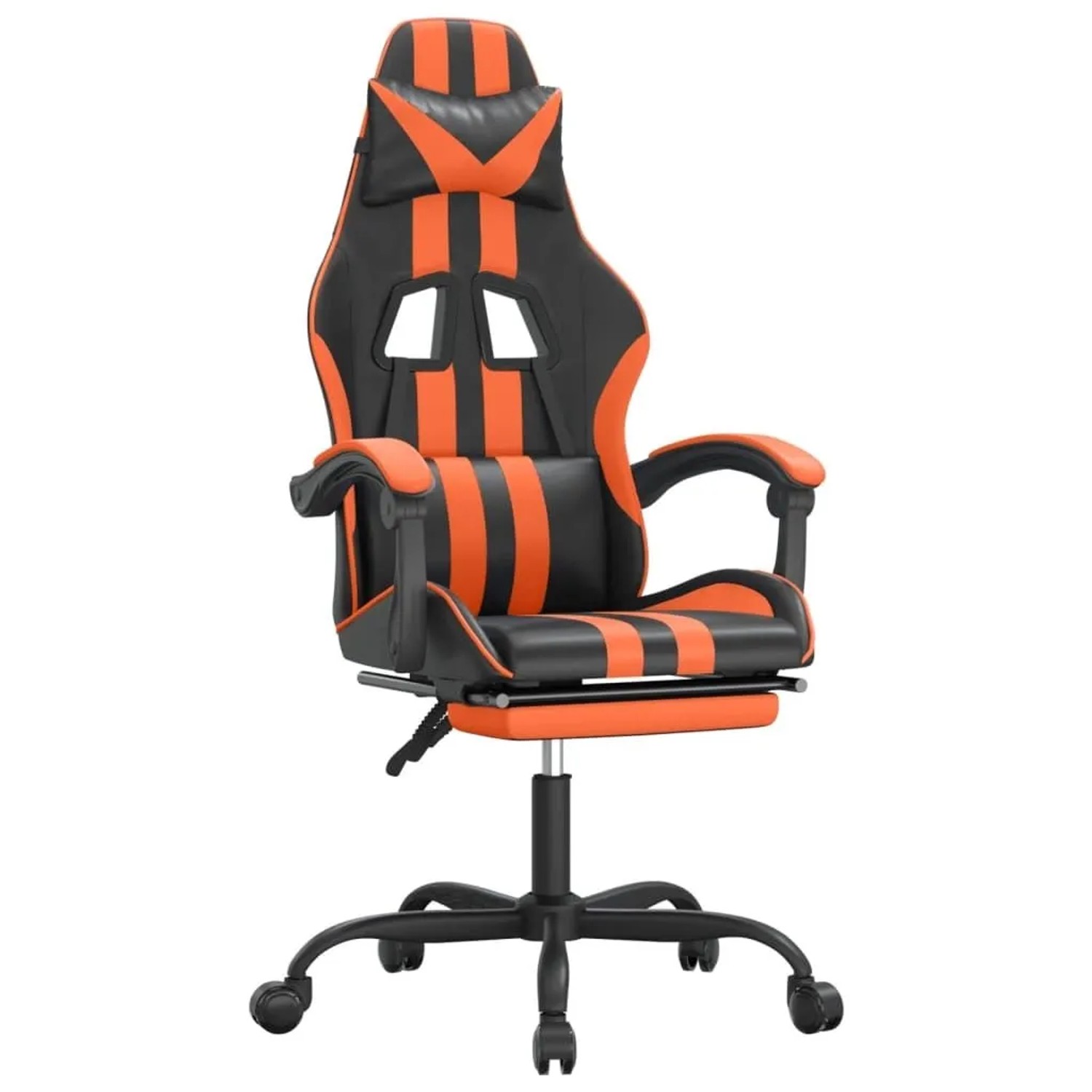 vidaXL Gaming-Stuhl mit Fußstütze Schwarz und Orange Kunstleder 3143836