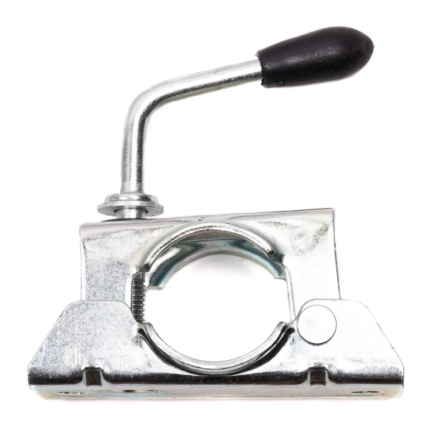 Stema Abstellstütze für Anhänger, Klemmschelle aus Metall mit schwarzem Griff.