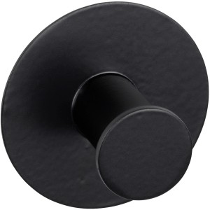 Schwarzer Wenko Wandhaken Celano aus Edelstahl, rostfrei, zur einfachen Klebemontage.