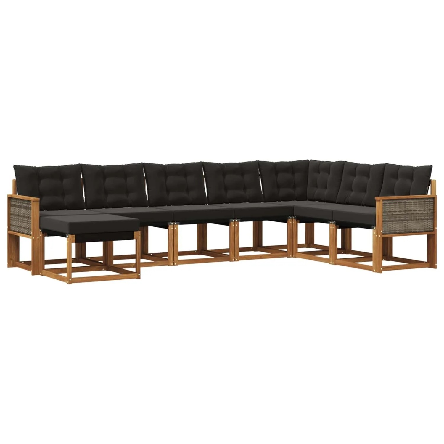 vidaXL Outdoor-Sofagarnitur mit Kissen 8 Stk Natur und Schwarz 3382140