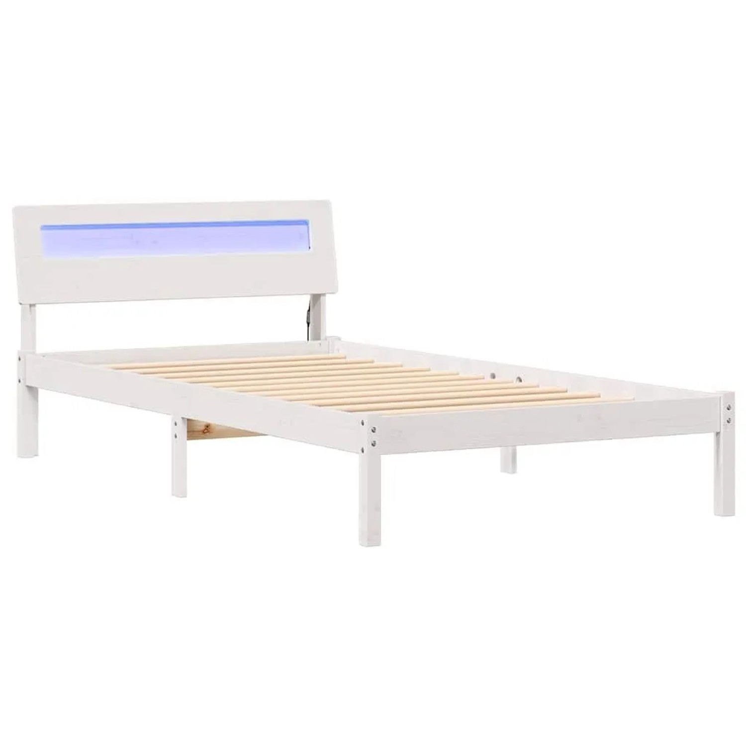 vidaXL Bettrahmen mit Kopfteil Weiß 75 x 190 cm Massives Kiefernholz 872804