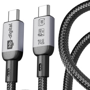 hb-digital 2m USB-C Ladekabel USB-4 Datenkabel 20Gbps 240W