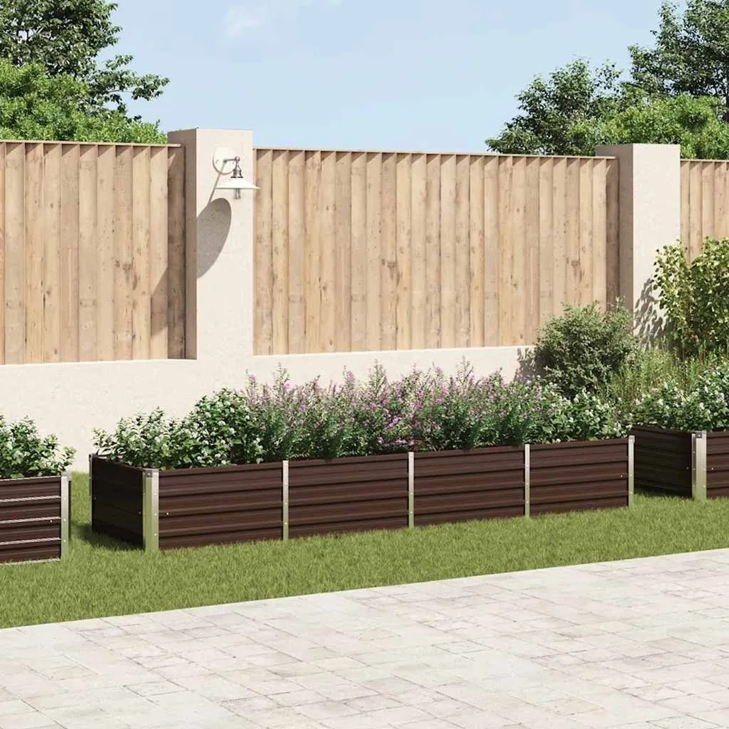 Furnicato Garten-hochbeet Braun 320 X 80 X 45 Cm Verzinkter Stahl