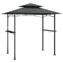 Anthrazit Grillpavillon mit Stahlrahmen, Seitenregalen und Doppeldach für gute Belüftung.