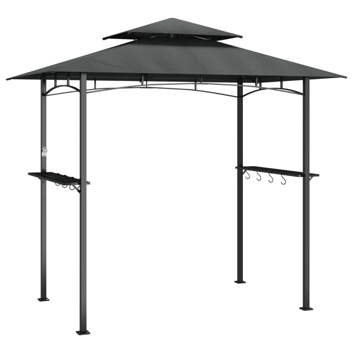 vidaXL Grillpavillon mit Seitenregalen Anthrazit 240x150x243 cm Stahl