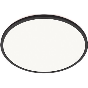 Schwarze, runde WiZ LED-Deckenleuchte SuperSlim mit tunable white Funktion.