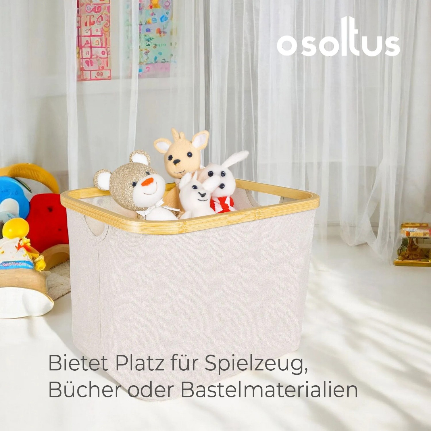 osoltus Faltbox Wäschebox Wäschekorb Nelson Bambus Beige 40 cm_6