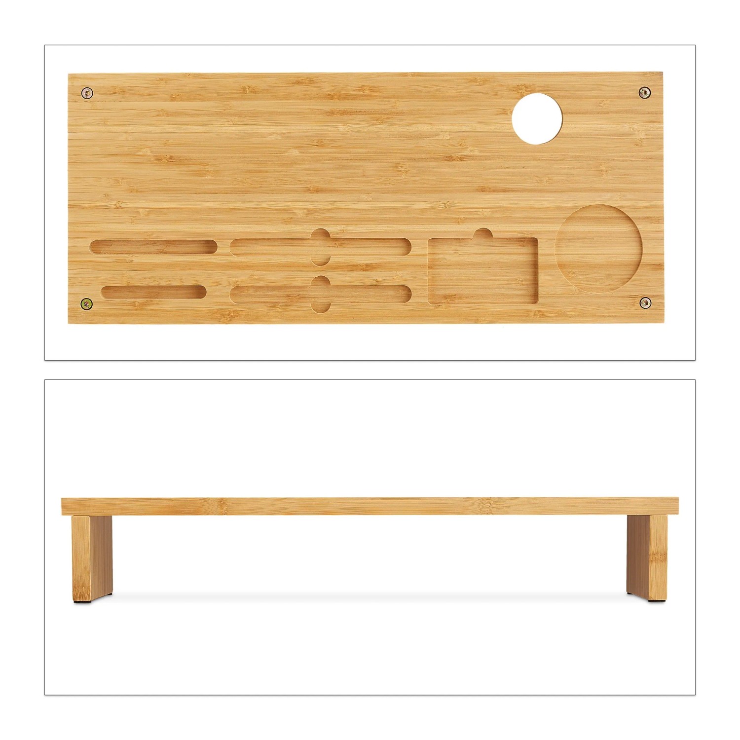 Relaxdays Monitorständer Bambus Natur Ergonomisch 9 cm x 54 cm x 23 cm 1,4 kg