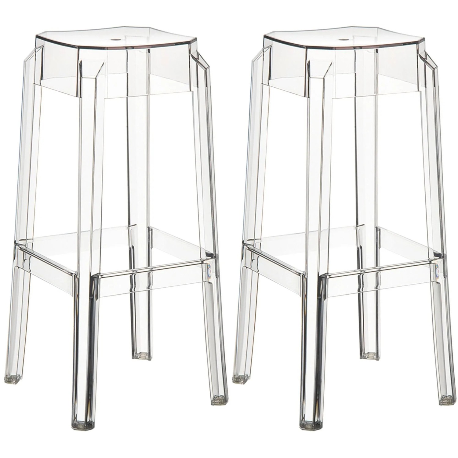 DELUKE 2er Set Barhocker LANAR Kunststoff Transparent 36x36x75cm Barstuhl Tresenhocker Tresenstuhl