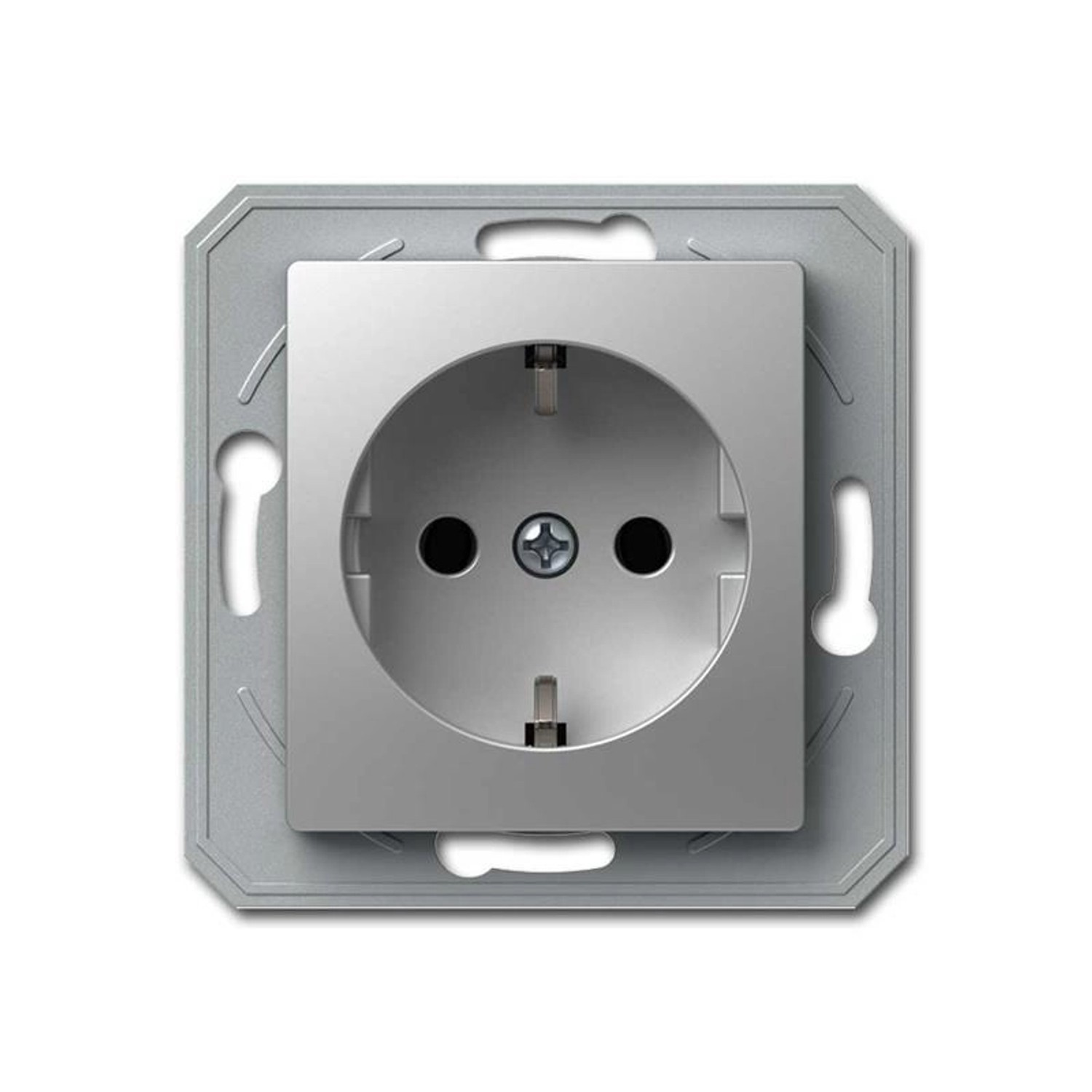 TEM EKONOMIK Schuko Steckdose Silber OHNE Rahmen günstig online kaufen