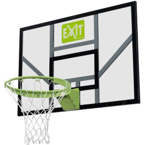 EXIT Galaxy Basketballbrett mit grünem Dunkring und Netz vor weißem Hintergrund.