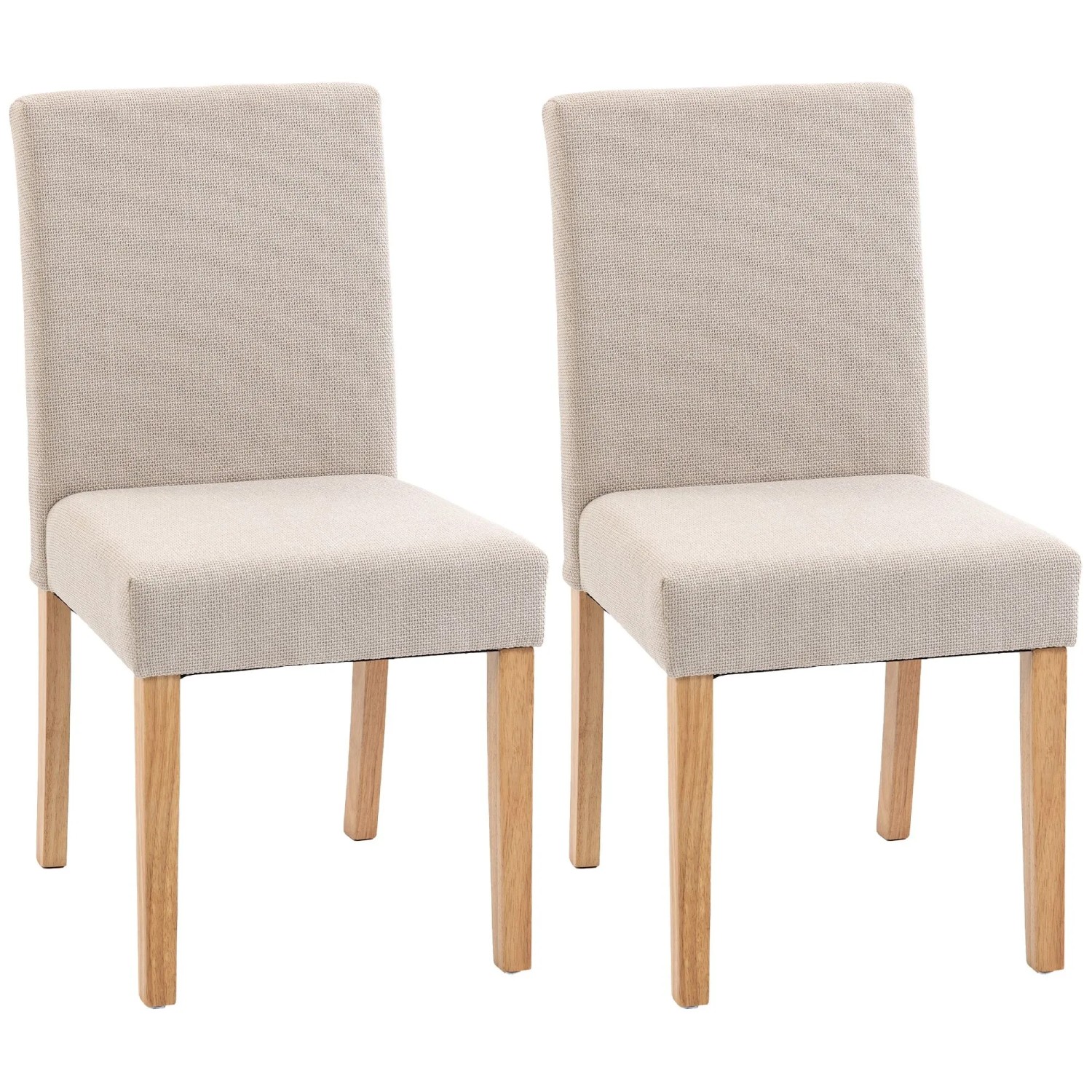 HOMCOM Esszimmerstuhl Polyester Kautschukholz 56L x 46B x 88H cm Cremeweiß