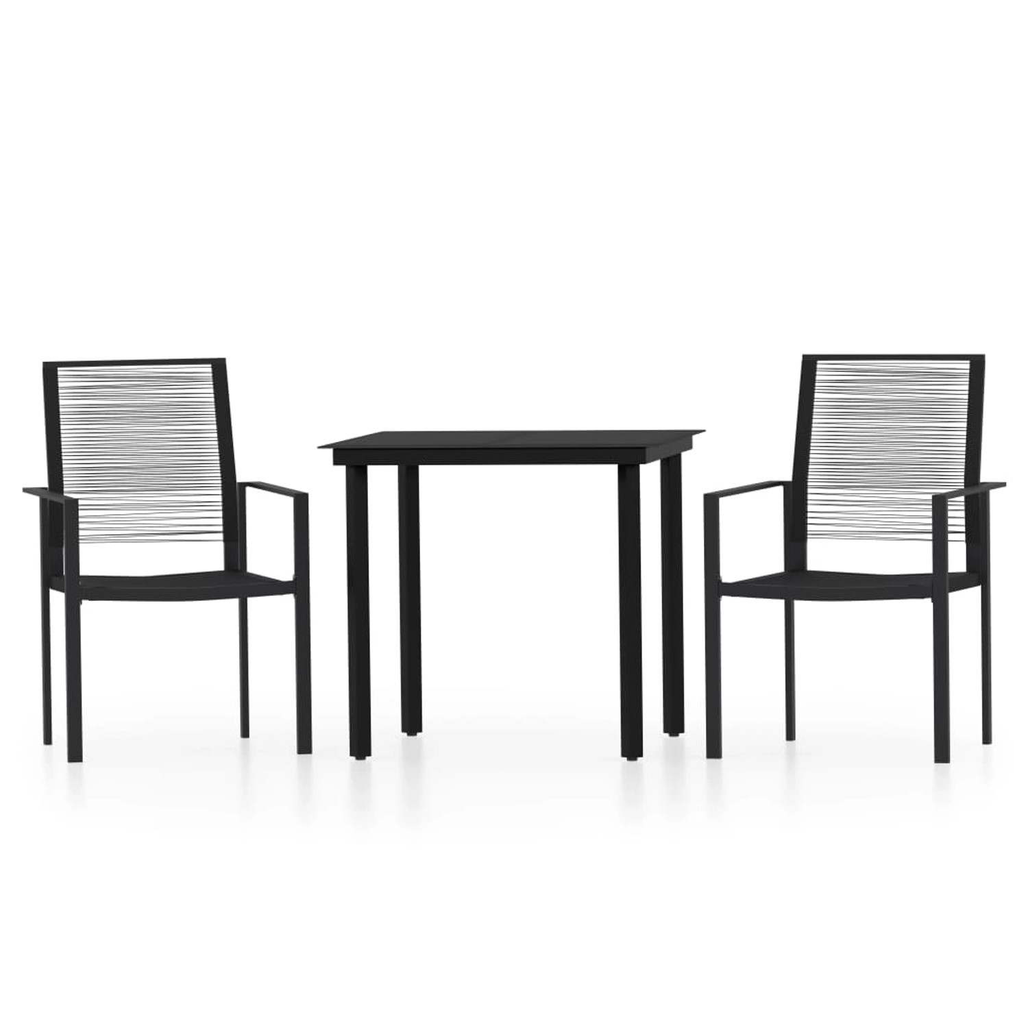 vidaXL 3-Tlg Garten-Essgruppe Schwarz 3099197