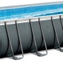 Rechteckiger Intex Frame Pool Ultra Quadra XTR mit Stahlrahmen und blauem Wasser.