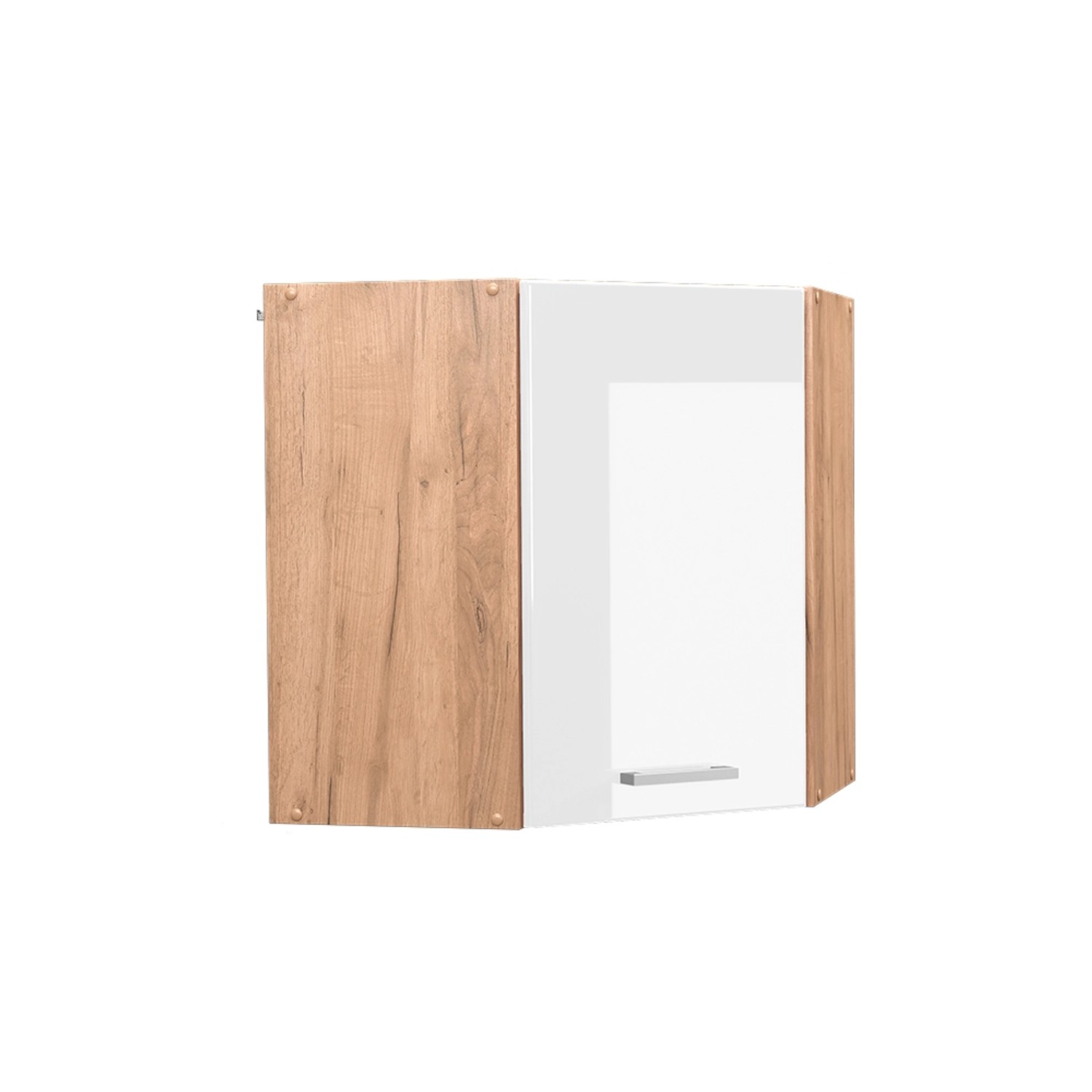 Vicco Eckhängeschrank R-Line Küchen-Eckschrank Weiß Hochglanz/Goldkraft Eiche 57 cm