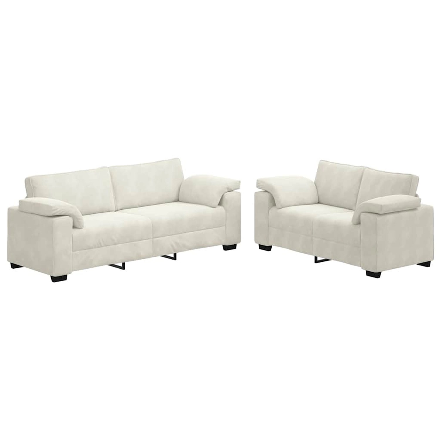 vidaXL 2-Teiliges Sofa-Set mit Kissen Creme Samt 3324757 günstig online kaufen