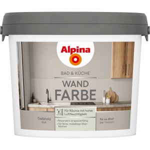 Alpina Bad & Küche Wandfarbe Treibholz, 2,5 l, für feuchtraumbeständige, strapazierfähige Wände.