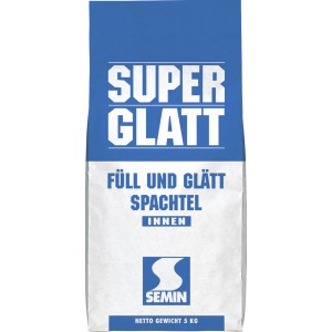 Semin Super Glatt Spachtelmasse, 5 kg Sack für glatte Wände & Decken im Innenbereich.