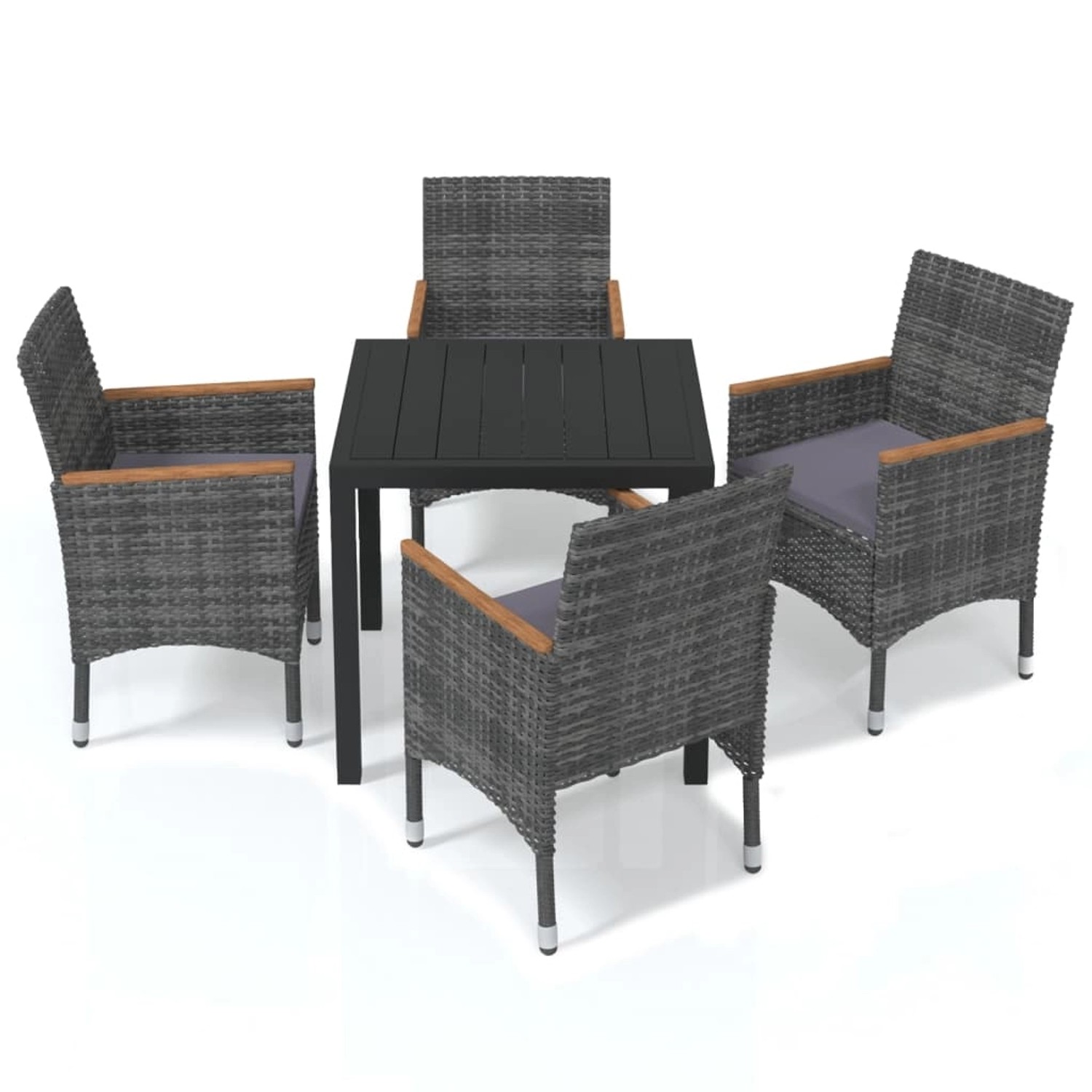 vidaXL 5-tlg Garten-Essgruppe mit Kissen Poly Rattan Grau Modell 23 günstig online kaufen