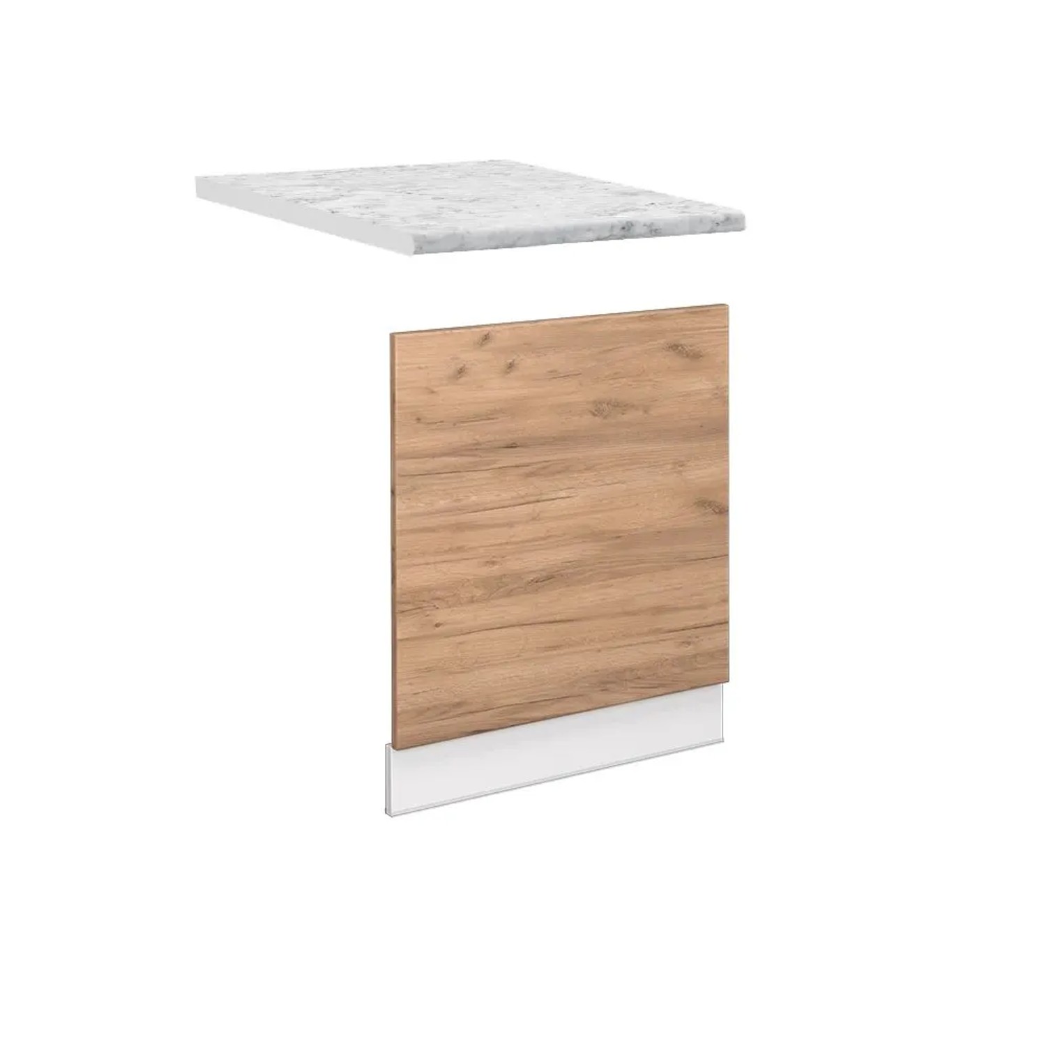 Vicco Frontblende Fame-Line Geschirrspüler Fronttür Goldkraft Eiche Weiß 60 cm AP Marmor