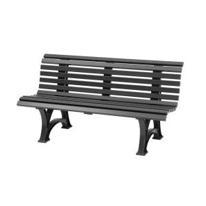 Graphitgraue 3-Sitzer Gartenbank Jamaika aus witterungsbeständigem Kunststoff. Parkbank für den Garten.