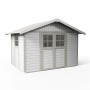 Grosfillex Gartenhaus Deco H 7.5, graugrün, mit Doppeltür und Fenster. Ideal zur Geräteaufbewahrung.