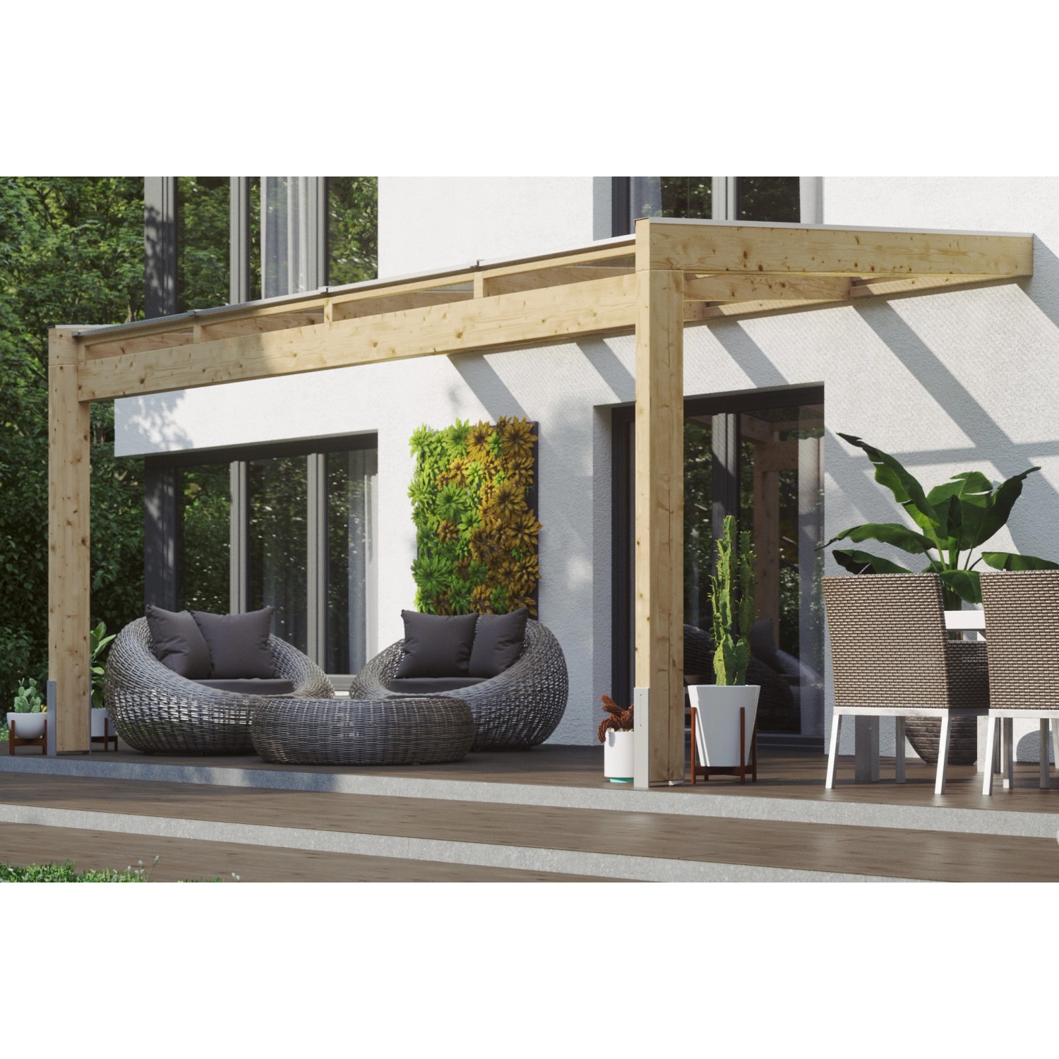 Skan Holz Terrassenüberdachung Novara 450 cm x 359 cm unbehandelt