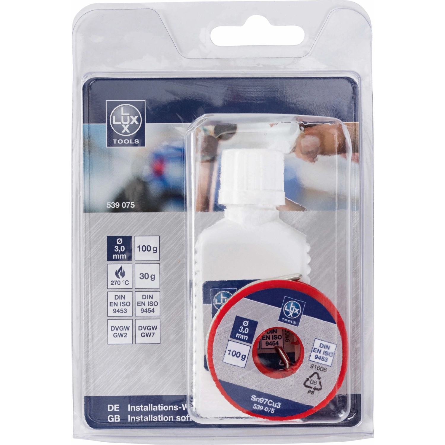 LUX Installations-Weichlöt-Set IWLS/30: Lötset mit Lötzinn und Flussmittel für Kupferrohre.
