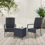 Juskys Polyrattan Gartenstühle Yoro 2er Set, stapelbar, mit Armlehnen in Schwarz.