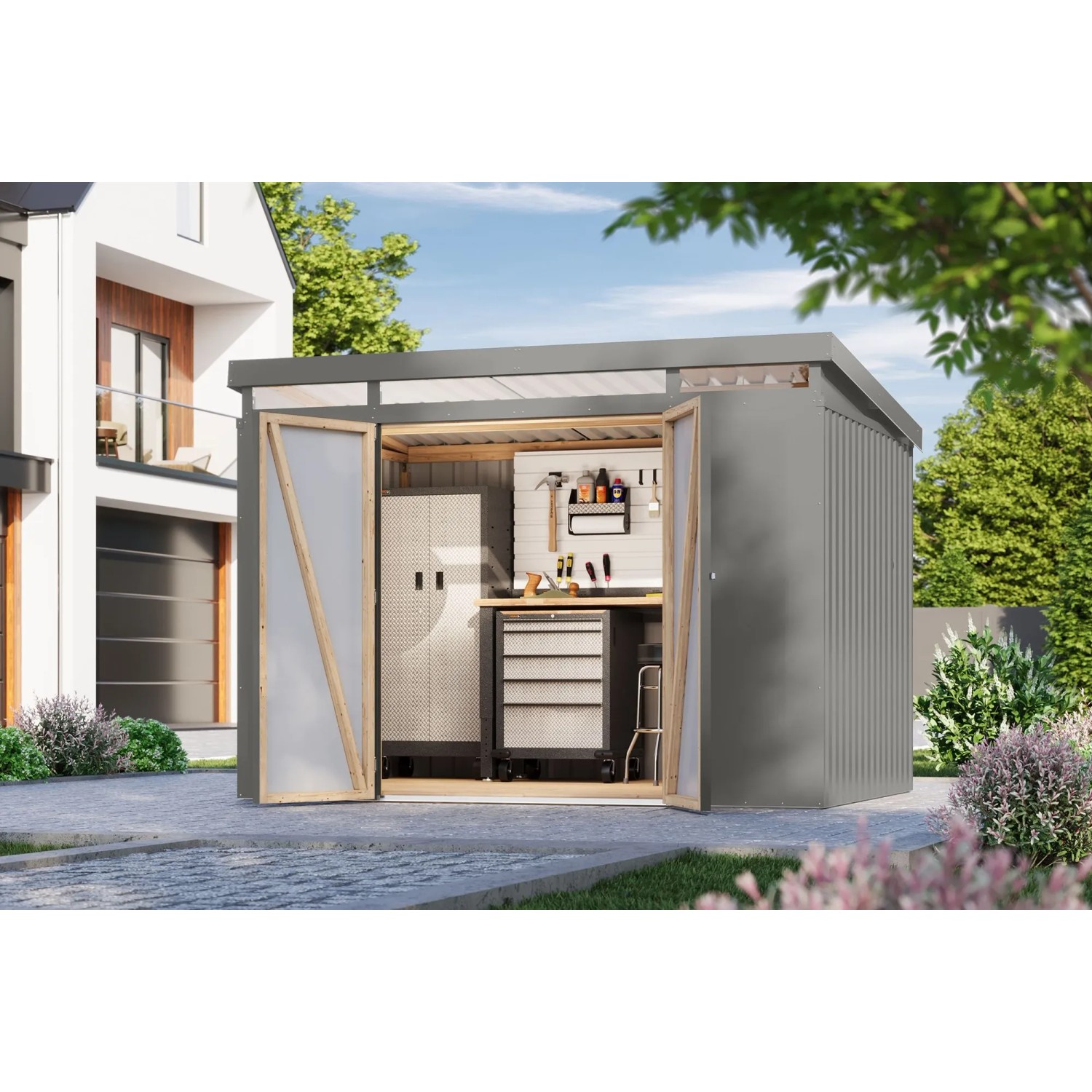 Karibu Metallgerätehaus Neos 3 Graualuminium