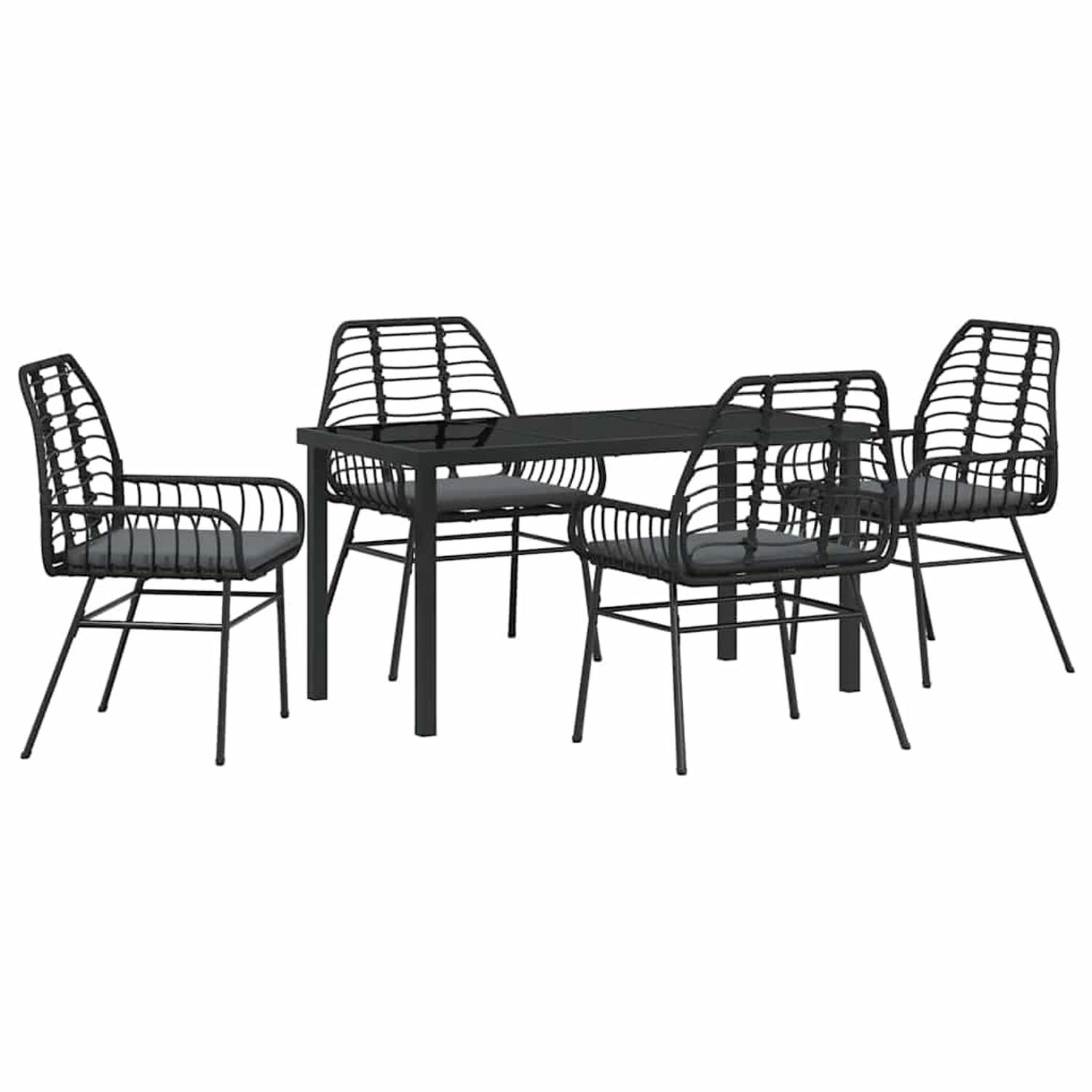 vidaXL Garten Essgruppe 5-Tlg Schwarz Poly Rattan 3380857 günstig online kaufen