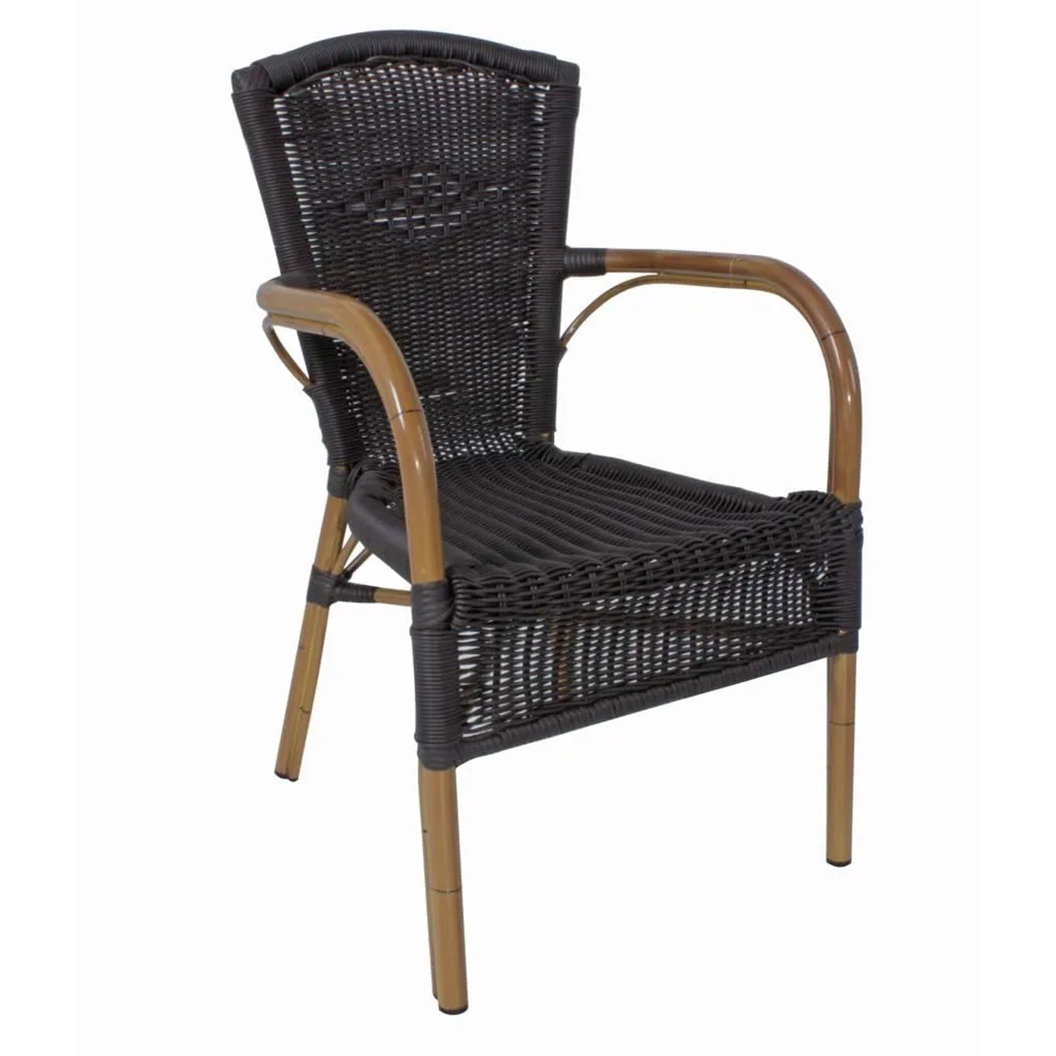 DELUKE Gartenstuhl LAURI Bambusoptik Kunststoff Hellbraun Stapelstuhl Wetterfest Terrassenstuhl Outdoor Essstühle