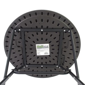 Unterseite TRUTZHOLM Balkontisch, Ø 60cm, grau, Holzoptik, klappbar, mit Metallgestell.