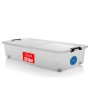 Transparente Unterbett Aufbewahrungsbox aus Kunststoff mit Rollen und Deckel, 32 Liter, im 2er-Set für Kleidung.
