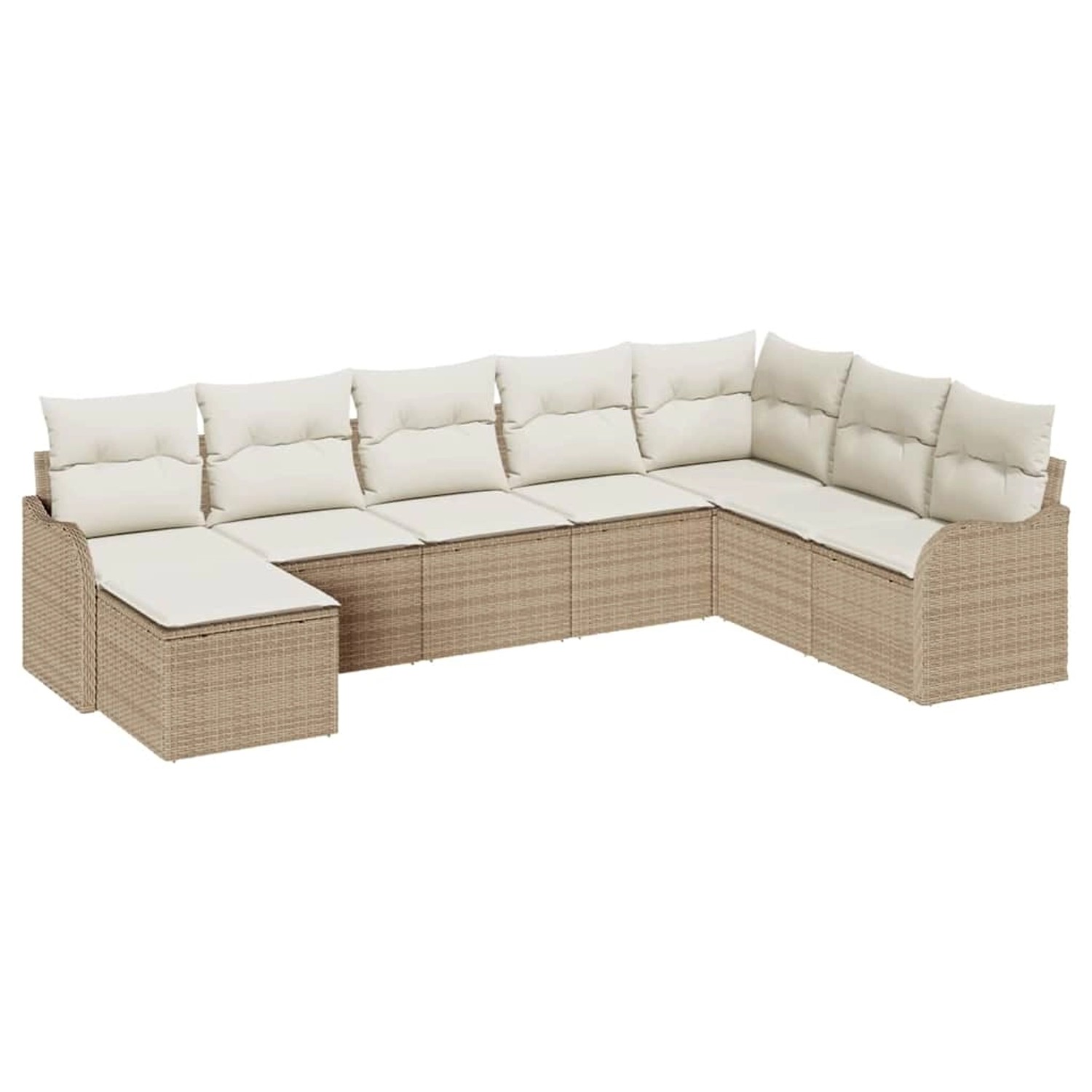 vidaXL Garten-Sofa-Set mit Kissen 8-Tlg Beige Poly Rattan 3345821 günstig online kaufen