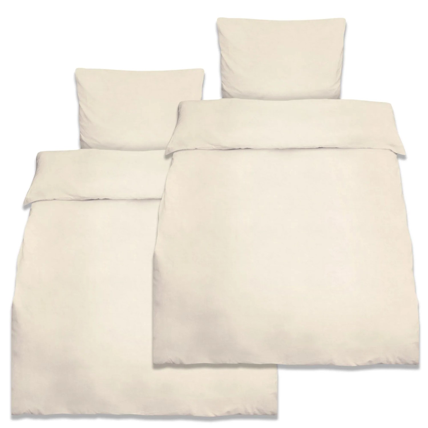 Beautissu Julie Bettwäsche 135x200cm + Kissenbezug 80x80cm Creme Renforcé 2er Set