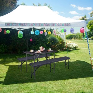 Relaxdays Gartentisch Kunststoff Stahl Schwarz Klappbar 118 cm x 60 cm x 74 cm 6,9 kg