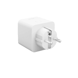 Detailaufnahme des weißen Philips Hue SmartPlug Steckers.