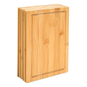 6er Set DuneDesign Frühstücksbrettchen aus Bambus, 22x15cm, mit Saftrille.