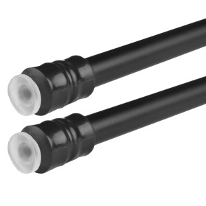 2er-Pack schwarze Klemmstangen (60-90cm) mit Schraubtechnik für Gardinen und Fensterdekoration.