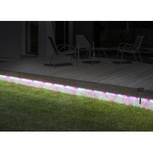 Globo LED-Solarlichterkette Bunt, 3 m, am Rasenrand. Gartenbeleuchtung.