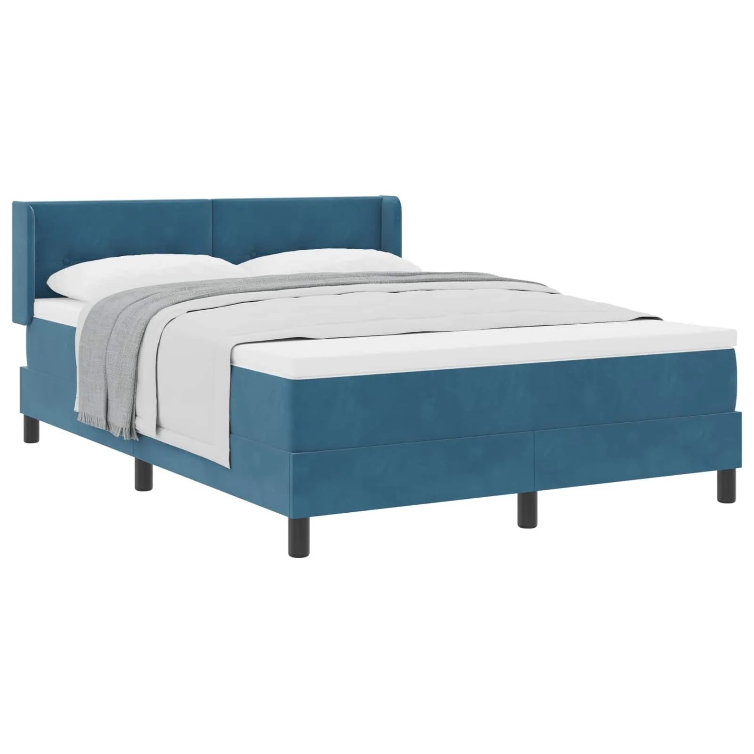 vidaXL Boxspringbett mit Matratze Dunkelblau 200 x 140 cm Polyester 3341472