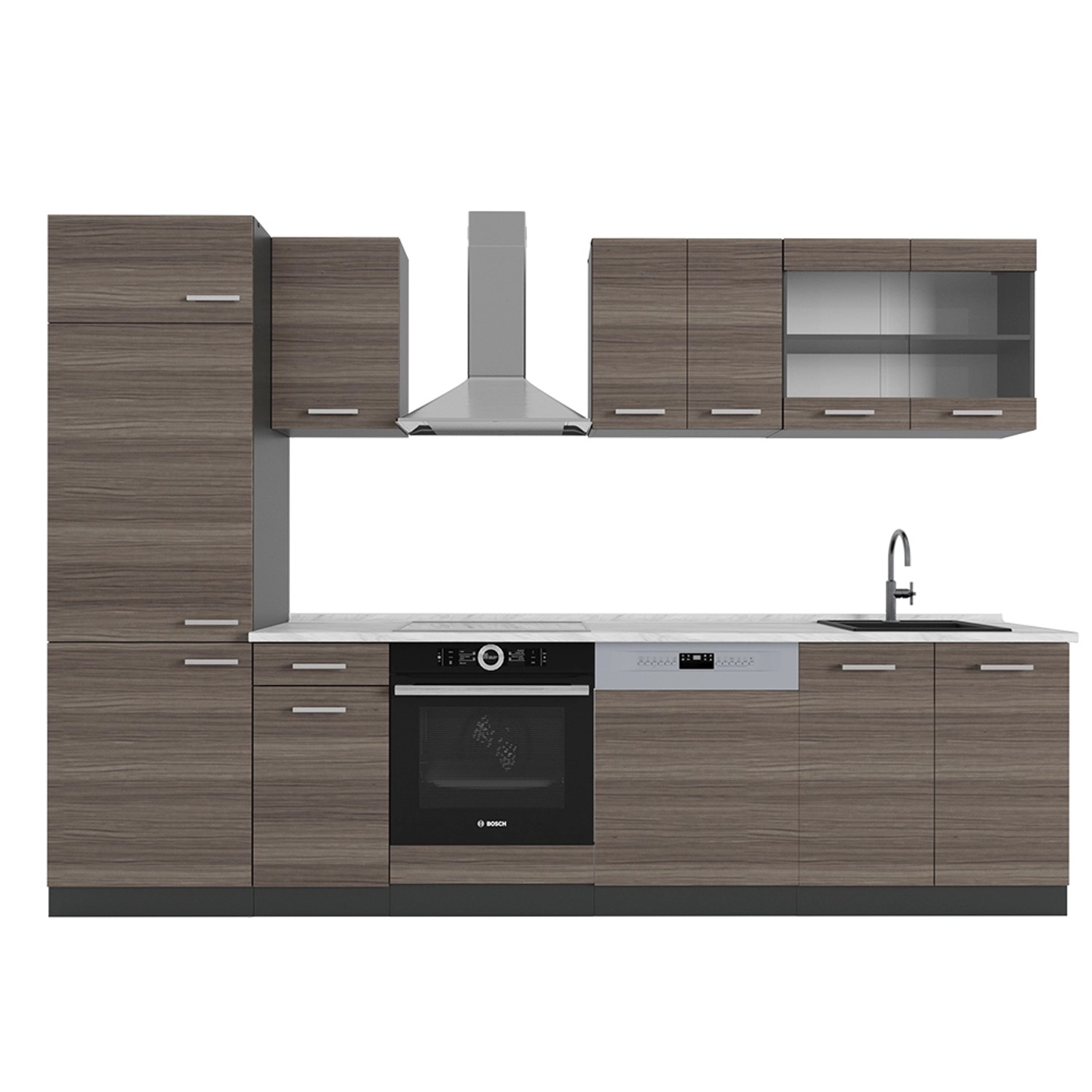 Vicco R-Line Küchenzeile Edelgrau/Anthrazit 300 cm AP Marmor günstig online kaufen