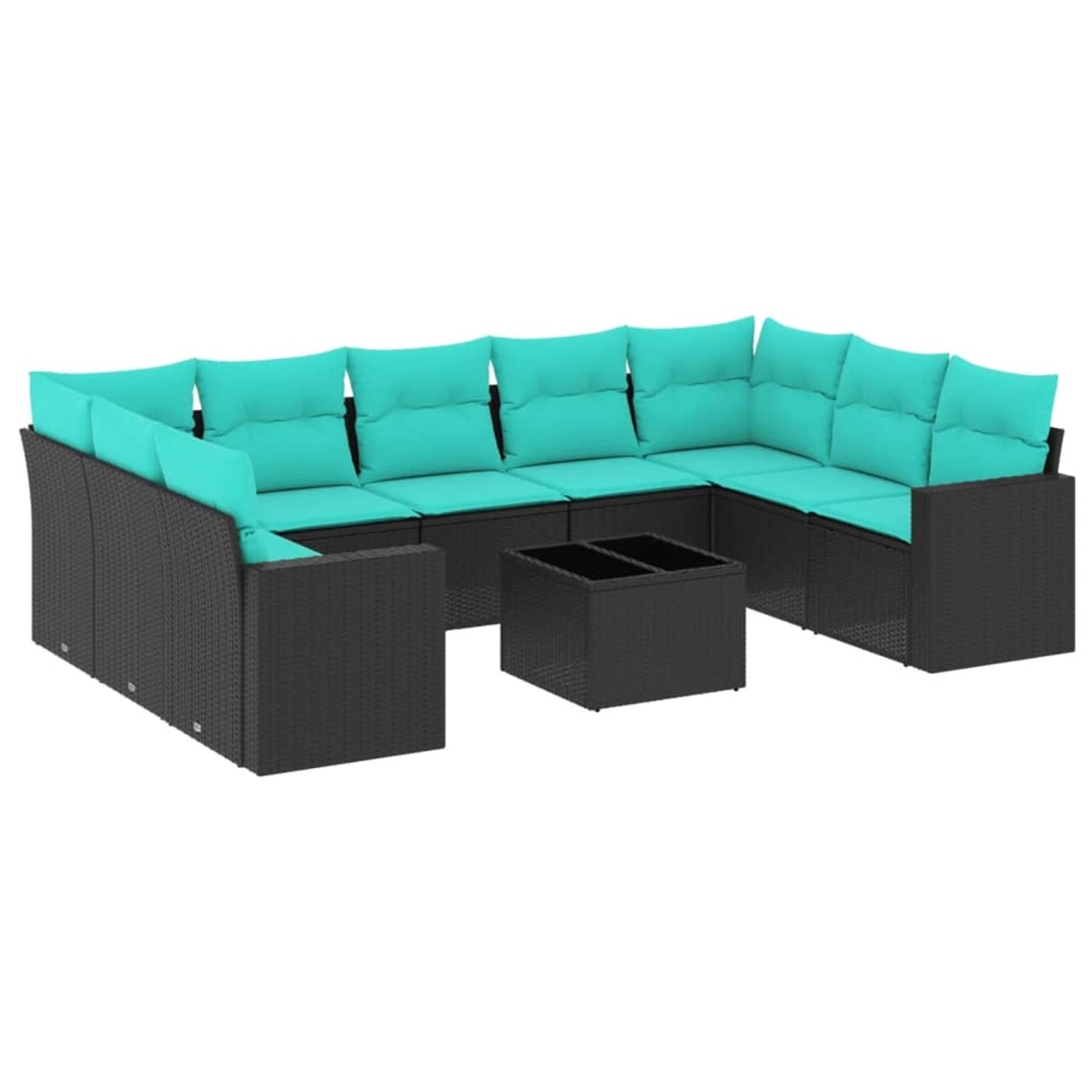 vidaXL 10-Tlg Garten-Sofagarnitur mit Kissen Schwarz Poly Rattan 3219397 günstig online kaufen