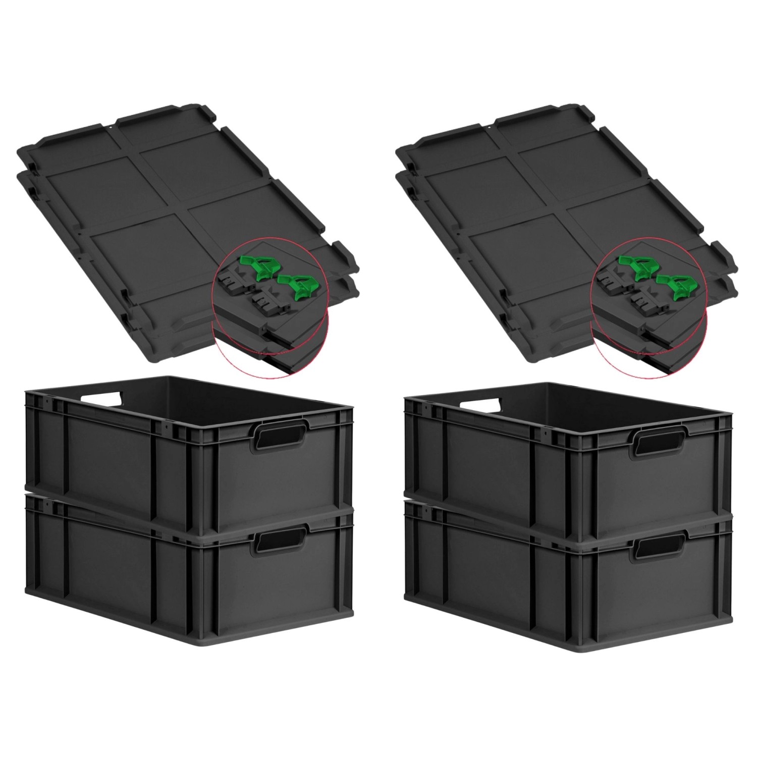 PROREGAL SuperSparSet 4x Eurobox Nextgen Grip Mit Scharnierdeckel Und Grüne günstig online kaufen