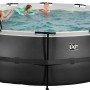 Schwarzer Exit Black Leather Pool ø 450 cm mit Leiter und spielenden Kindern.