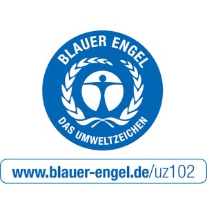 Blauer Engel Zeichen für OBI Design Color Mix Innenfarbe, Details unter blauer-engel.de/uz102