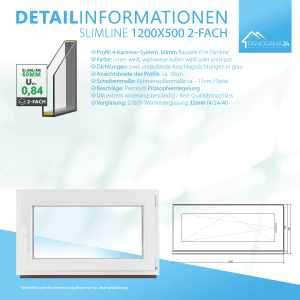 Framelux Kunststofffenster Slimline Anthrazit, 1200x500 mm, 2-fach Verglasung, Rechtsanschlag.