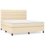 Cremefarbenes vidaXL Boxspringbett 180x200 cm mit Stoffbezug und Matratze.