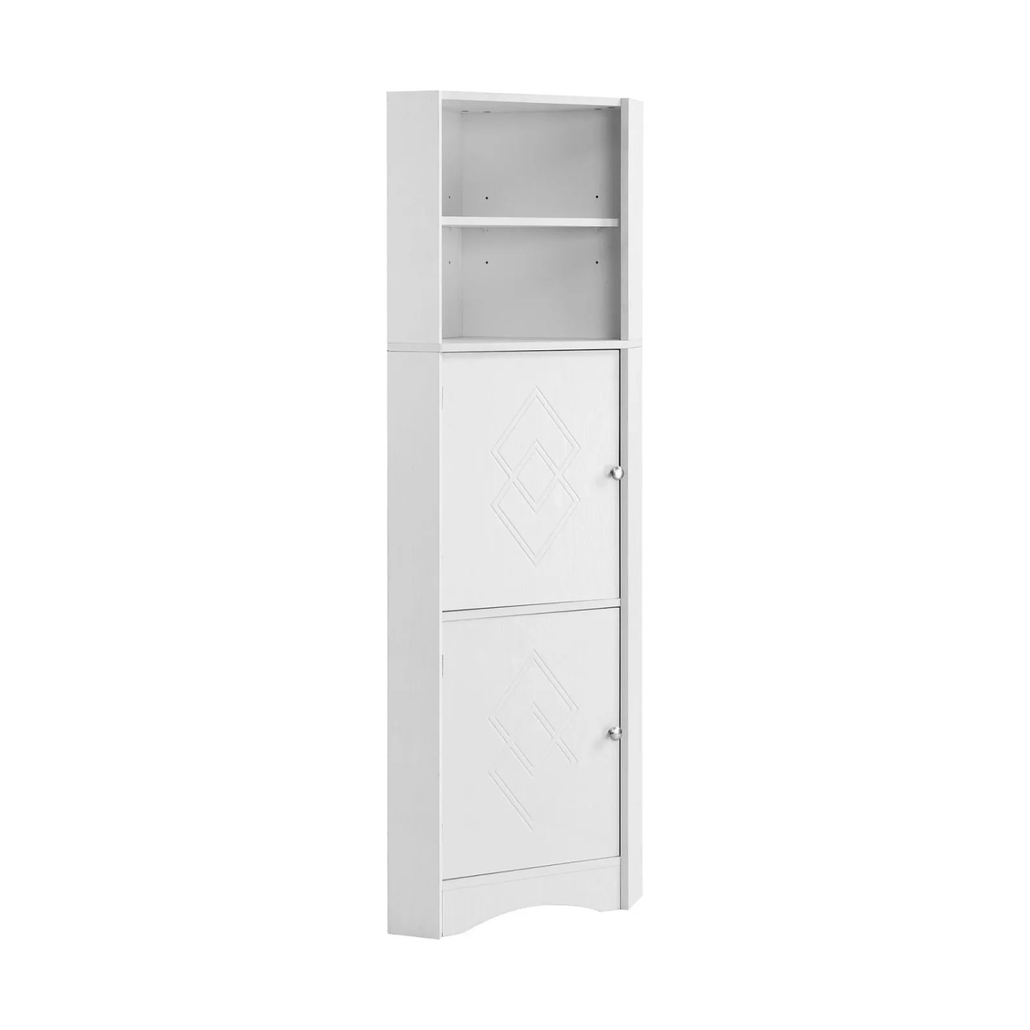 PXloue Badschrank Badezimmerschrank  36.5x36.5x15.5 cm Weiß mit Türen offenen Fächern und Einlegeboden